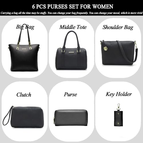 2E-youth Designer Purses and Handbags for Women Satchel Shoulder Bag Tote Top Handle Bag (4a-black) - Image 2