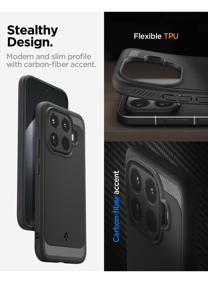 Spigen Rugged Armor for Xiaomi 15T Pro Case Cover with Carbon Fiber accents - Matte Black - Image 4
