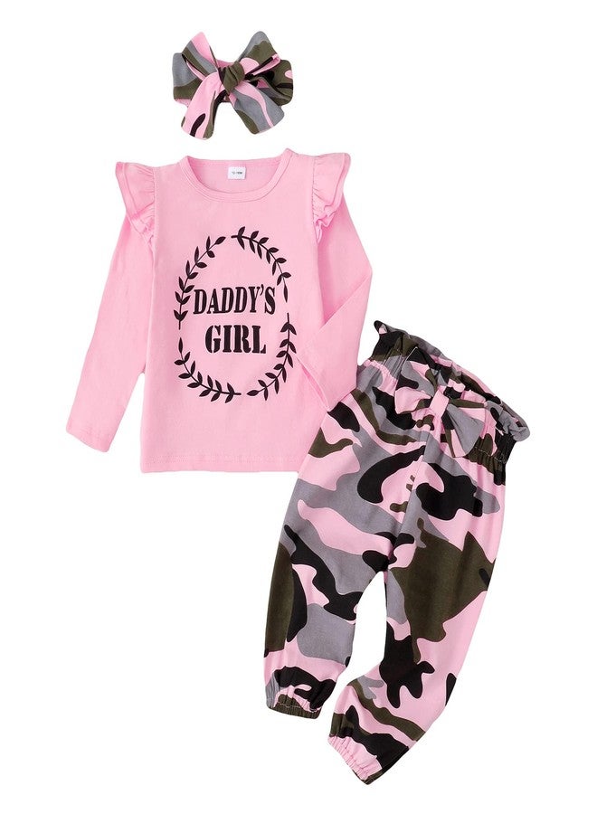 Mikrdoo 3 Months Girl Clothes Little Girl Clothes Long Sleeve Ruffle Shirt Tops Camo Pants Set Toddler Baby Girl Outfits - Image 1