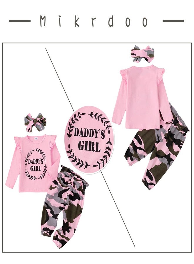 Mikrdoo 3 Months Girl Clothes Little Girl Clothes Long Sleeve Ruffle Shirt Tops Camo Pants Set Toddler Baby Girl Outfits - Image 4