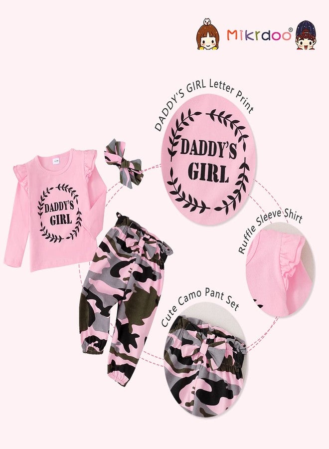 Mikrdoo 3 Months Girl Clothes Little Girl Clothes Long Sleeve Ruffle Shirt Tops Camo Pants Set Toddler Baby Girl Outfits - Image 5