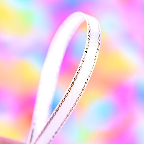 Shappy 8 Rolls 1/4 Inch by 25 Yard Satin Ribbon Double Face Fabric Ribbon with Golden Edges, 8 Colors - Image 4
