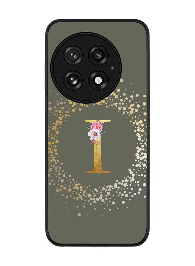 Stylizedd For OnePlus 13 5G Case,Slim fit Camera Protection, Shockproof Thin Phone cover  - Custom Monogram Floral - I  (Olive Green ) - Image 1