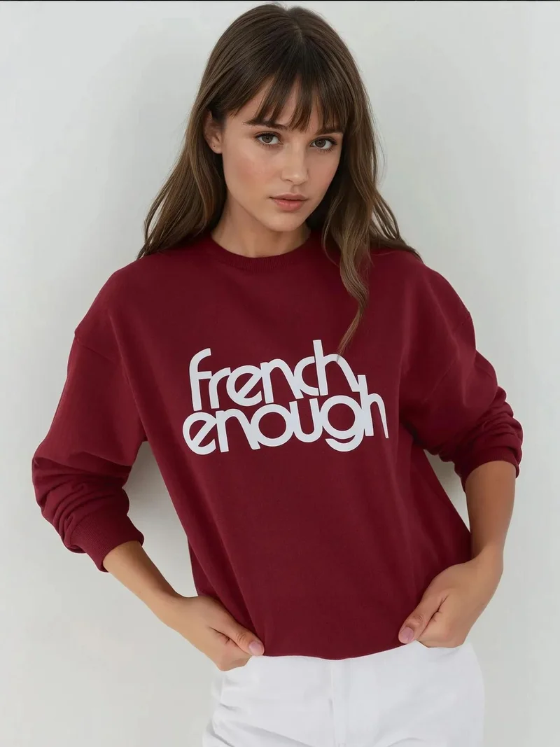 هيكاب بلوزة مطبوعة بأكمام طويلة ورقبة دائرية