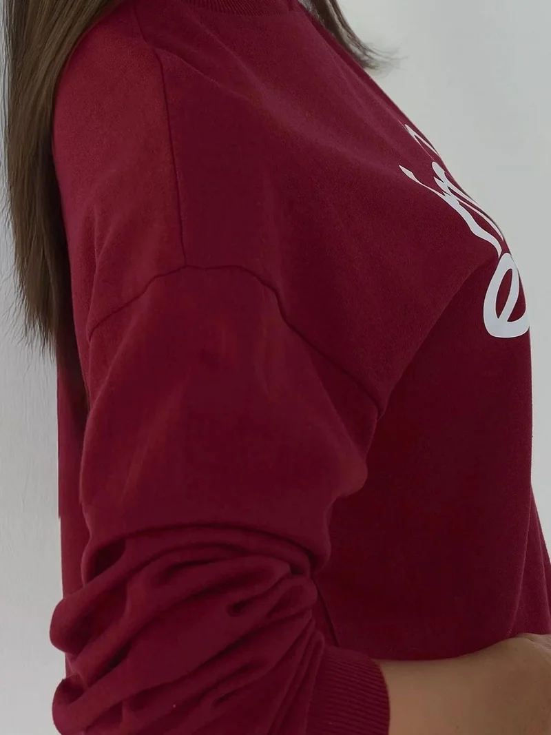 HICCUP Printed Crew Neck Long Sleeve Raised Sweatshirt