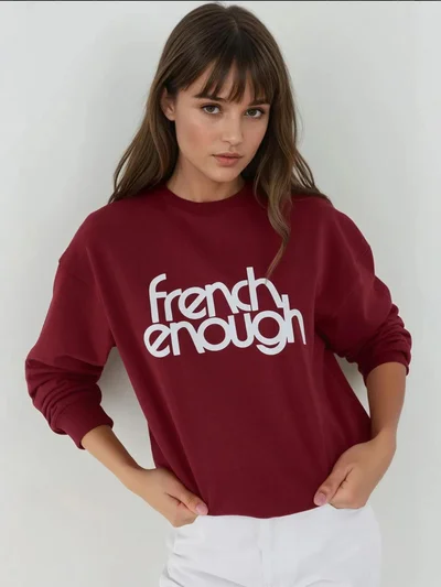 HICCUP Printed Crew Neck Long Sleeve Raised Sweatshirt