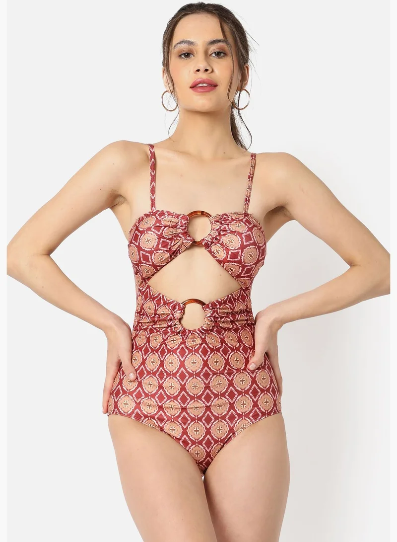 Haute Sauce Strappy Cut Out One Piece Swimsuit