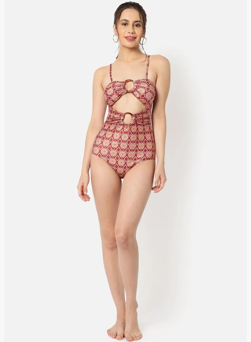 Haute Sauce Strappy Cut Out One Piece Swimsuit