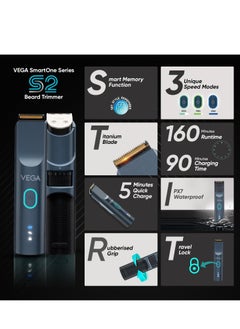 Vega Vega battery powered smartone series S2 beard trimmer for men, 160 mins runtime, IPX7 waterproof 40 length settings  - Image 2