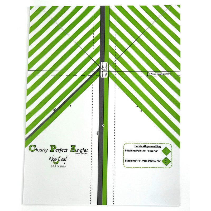 Clearly Perfect Angles Template by New Leaf Stitches â€“ Color Coded Fabric Alignment Guide for Sewing 45 Degree Angles