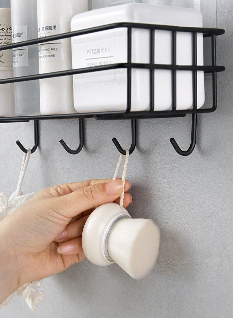 Manhua Wall-mounted adhesive storage shelves for the kitchen and bathroom，black/white - Image 3