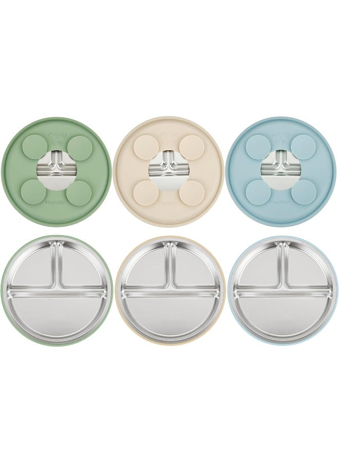 PandaEar 3 Pack Stainless Steel Baby Suction Plates - Image 1