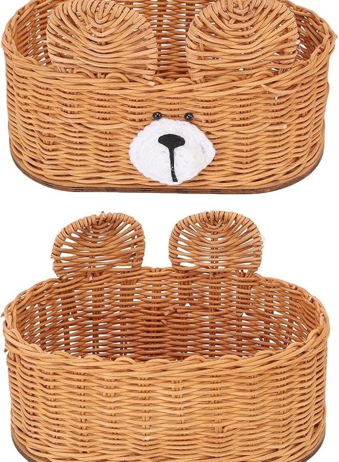 غطاء صندوق المناديل من الخيزران الكاكي المنسوج يدويًا حامل من الخوص للمنزل المكتب السيارة - Image 1