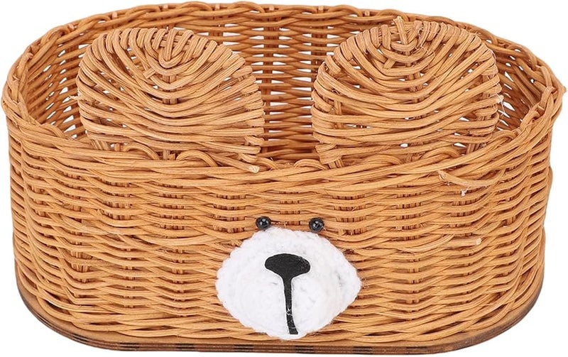 غطاء صندوق المناديل من الخيزران الكاكي المنسوج يدويًا حامل من الخوص للمنزل المكتب السيارة - Image 3