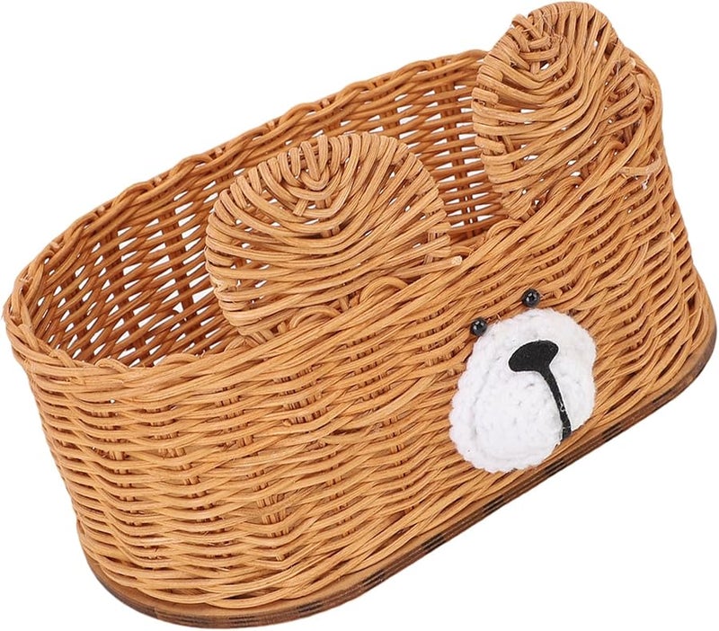 غطاء صندوق المناديل من الخيزران الكاكي المنسوج يدويًا حامل من الخوص للمنزل المكتب السيارة - Image 4