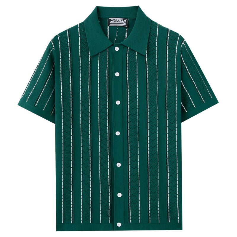 Men's Striped Short Sleeve Polo Shirt - Image 2