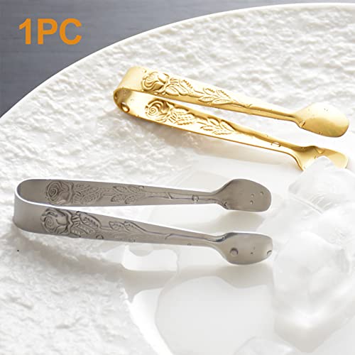 Saycker Mini Serving Tongs, 4Inch Rose Pattern Stainless Steel Sugar Cube Tongs, Sliver Small Ice Tongs for Tea and Coffee Party (Silver) - Image 5