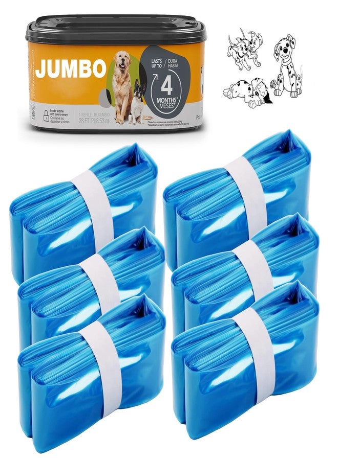 AIMIDODO 6 pcs Jumbo 26FT refill Pet Waste Bags Compatible with Your Genie Dog Poop Trash can pet dog poop bags Dog Waste Disposal for Outdoor and Indoor - Image 1