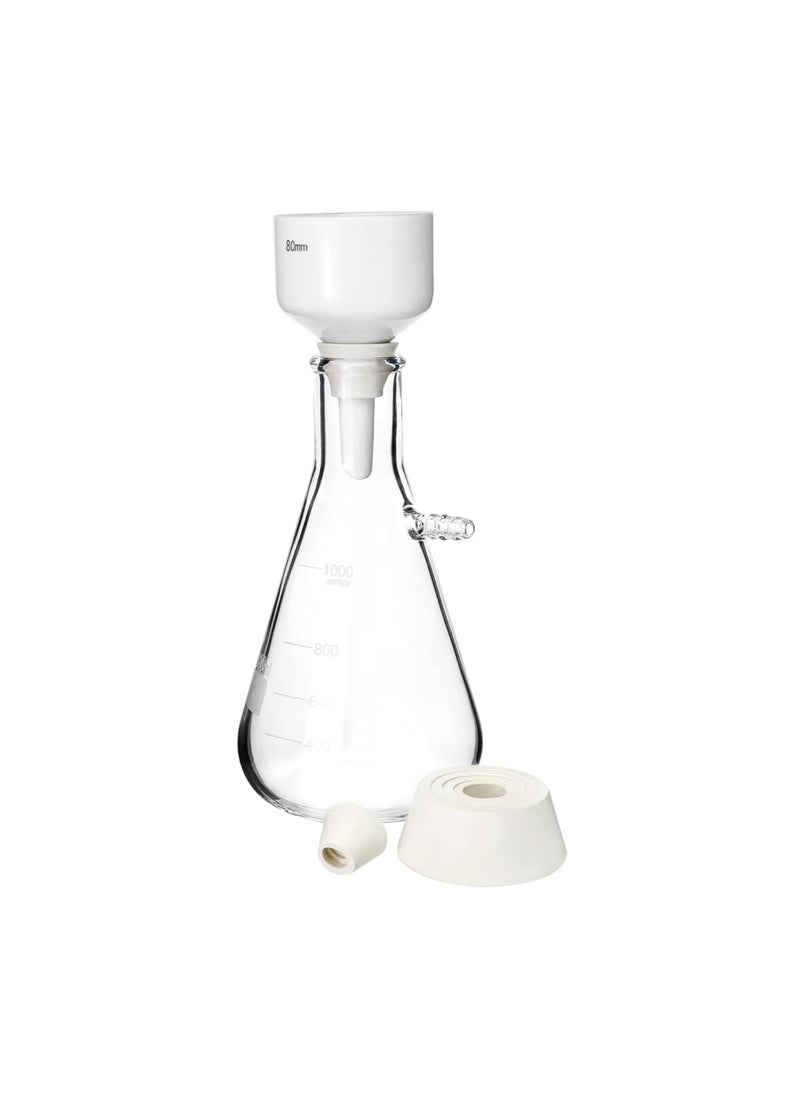 Generic - 1000ML Buchner Funnel Kit Filter Flask Set, 1L Vacuum Flask 80mm Funnel, Borosilicate Glass Heavy Wall Filtering Flask - Image 1