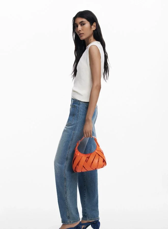 DESIGUAL Medium Braided Faux Leather Bag
