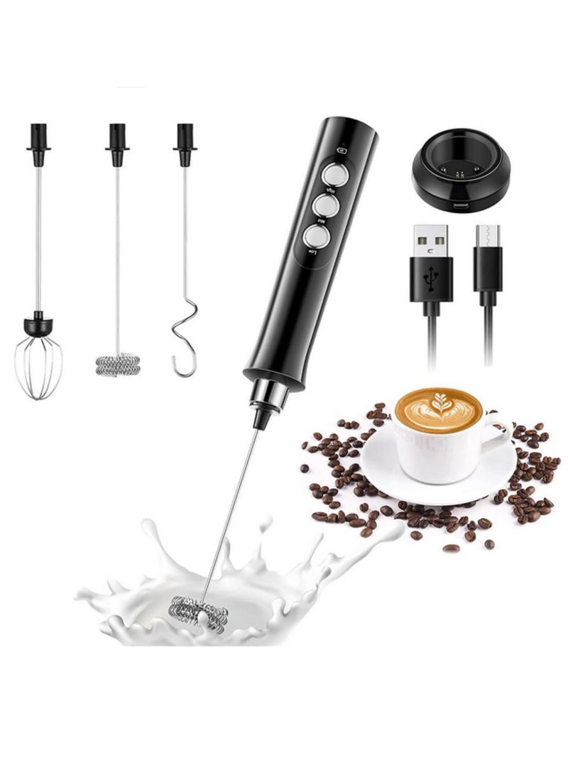 3 In 1 Electric Milk Frother Mini Foam Maker Handheld Foamer High Speeds Drink Mixer Coffee Foamer Food Blender for Cappuccino Latte Hot Chocolate Whisking Mixing - Image 1