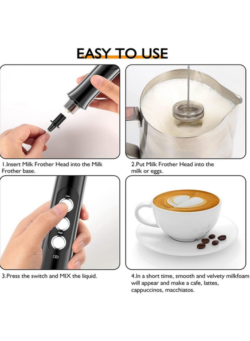3 In 1 Electric Milk Frother Mini Foam Maker Handheld Foamer High Speeds Drink Mixer Coffee Foamer Food Blender for Cappuccino Latte Hot Chocolate Whisking Mixing - Image 3