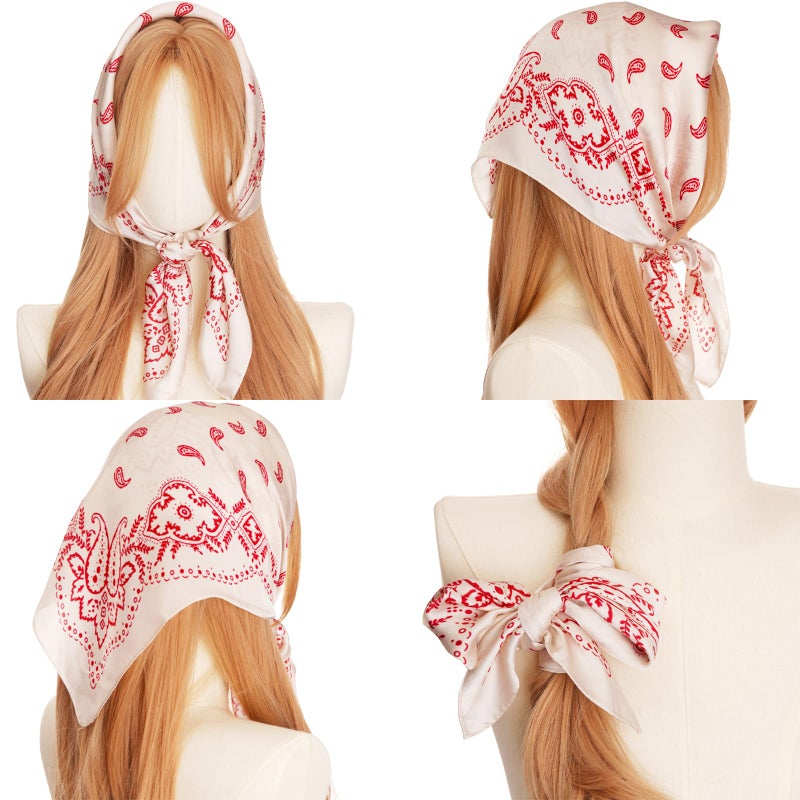 Wuliim 27.5" Satin Scarf - Super Soft & Lightweight Silky Head Bandanas, Versatile Silk Like Asthetic Handbag Scarf for Women - Image 3