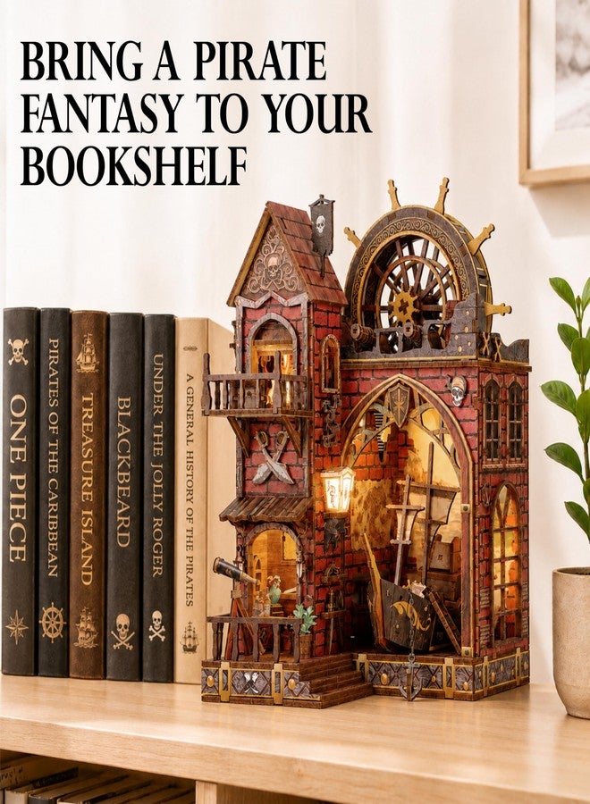 ISSEVE Pirate Castle Book Nook Kit, Dollhouse Booknook Kits Bookshelf Decor - Image 2