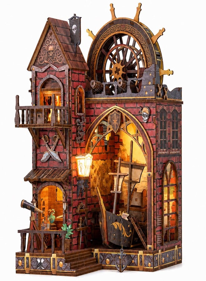 ISSEVE Pirate Castle Book Nook Kit, Dollhouse Booknook Kits Bookshelf Decor - Image 1
