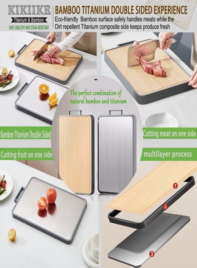KIKIIKE Titanium Cutting Board Double Sided Bamboo Cutting Board for Kitchen Double Sided Food Grade, Pure titanium & Bamboo Cutting Boards, Non-Stick Durable and easy to clean - Image 5