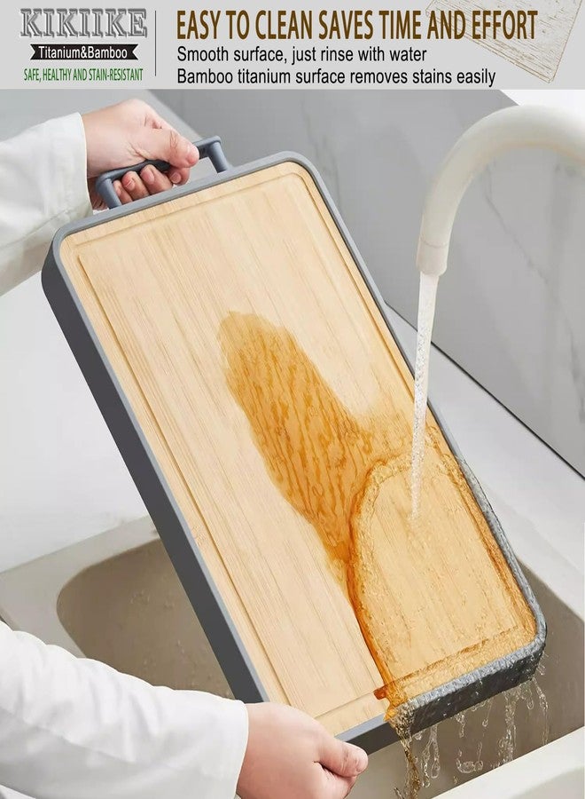 KIKIIKE Titanium Cutting Board Double Sided Bamboo Cutting Board for Kitchen Double Sided Food Grade, Pure titanium & Bamboo Cutting Boards, Non-Stick Durable and easy to clean - Image 4