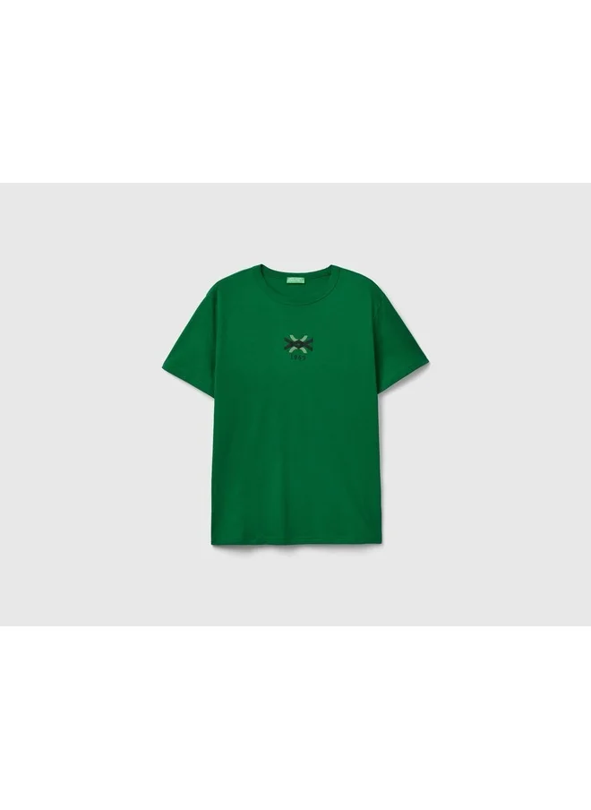 يونايتد كولورز أوف بينتيون T-Shirt In Organic Cotton With Logo Print