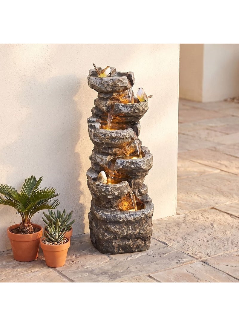 DANUBE HOME Bird Valley Fountain 39x29x100cm, Multi Colour, Polyresin, Garden Fountain For Garden, For Garden, Poolside, Patio And Family Outdoor Use - Image 1
