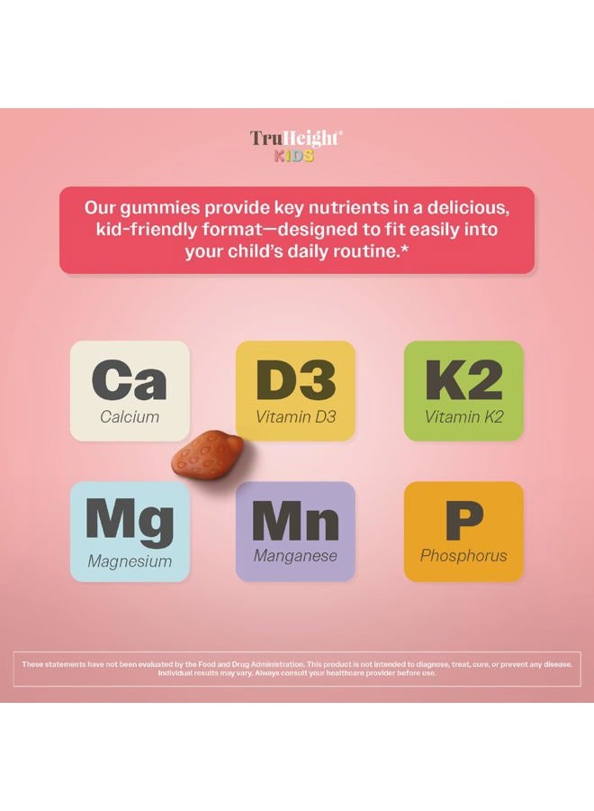 TruHeight  Kids Bone Growth Gummies (Strawberry, Ages 2+) All Natural Kids & Toddler Vitamins - Vitamin D, Calcium, K, Magnesium Multivitamin, Growth & Development, Builds Strong Bones, D3 K2, Vegan - Image 3