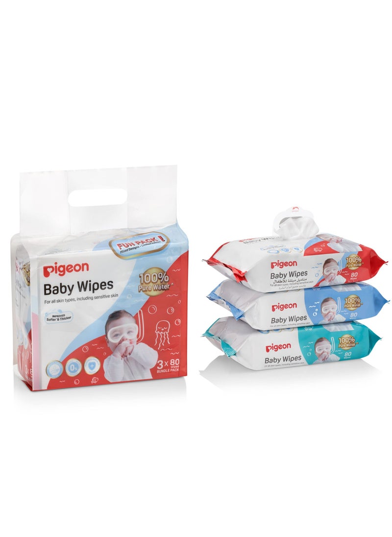 pigeon - Baby Wipes Pigeon 100 %  Pure Water Promo Pack 1 + 1 Free - Image 1