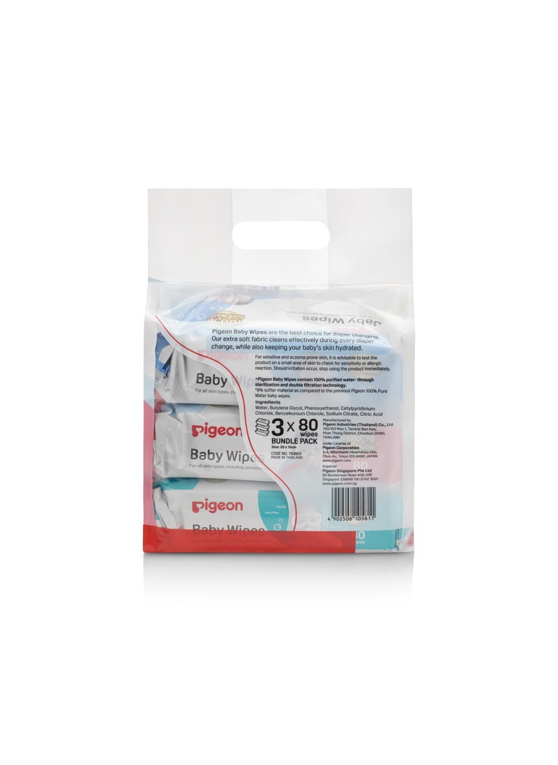 pigeon - Baby Wipes Pigeon 100 %  Pure Water Promo Pack 1 + 1 Free - Image 1