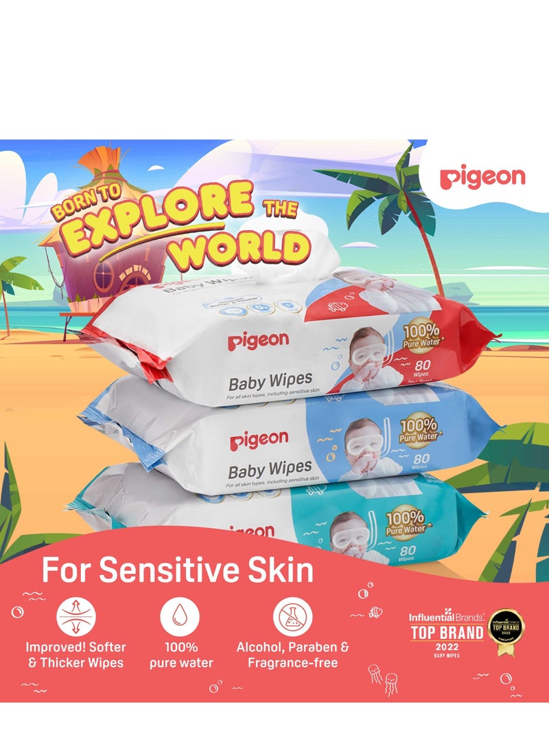 pigeon - Baby Wipes Pigeon 100 %  Pure Water Promo Pack 1 + 1 Free - Image 1