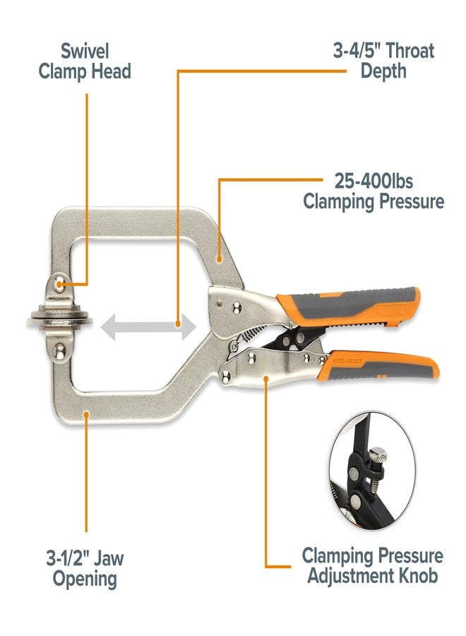 BORA Auto Adjust 3 inch Locking Vise Grip Clamp - Heavy Duty Welding Clamps with Comfortable Grips Perfect C Clamp for Woodworking, Welding, and Metalworking - BR-G060201 - Image 2
