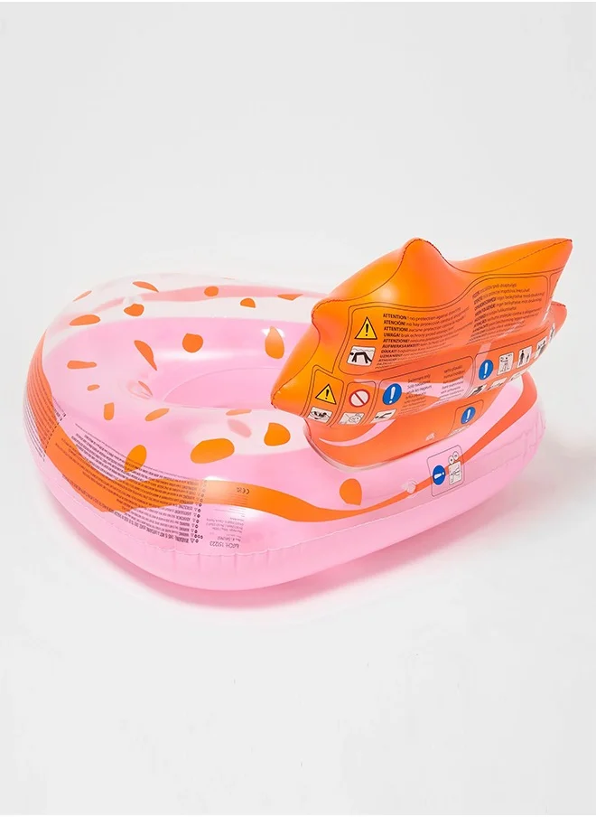 SUNNY LIFE Luxe Inflatable Pool Ring – Strawberry Pink | Large Pool Float Tube for Kids | Fun Summer Swim Ring | Floating Lounge Tube | Outdoor Pool Accessory