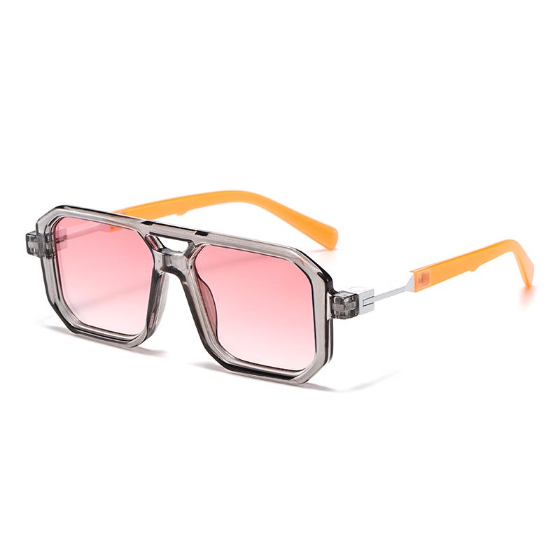 New Retro Literary Double-Beam Square High-End Sunglasses For Women Trendy Versatile Slimming Men'S Sunglasses - Image 3