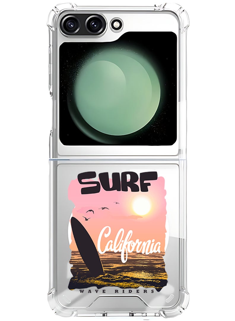 Theodor Magnetic Case for Samsung Galaxy Z Flip 5 Compatible with MagSafe Wireless Charging, Shockproof Phone Bumper Cover Surf California - Image 1