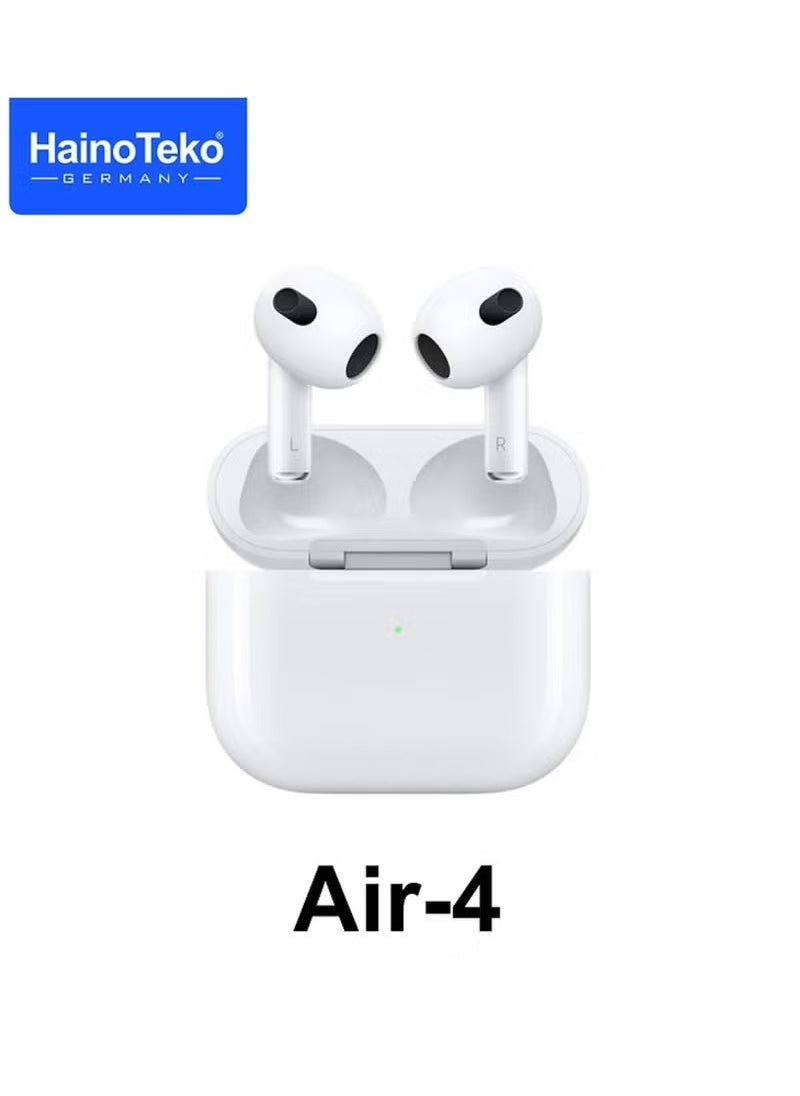 Haino Teko Air-4 Bluetooth Wireless Earbuds with Built-in Microphone for Apple and Android, True Wireless In-Ear Headphones with Auto Power On/Off and Touch Control in White  - Image 1