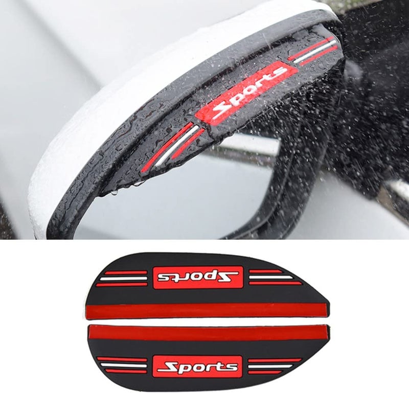 Marrone 2PCS Universal Car Rear View Mirror Rain Cover Sun Visor Eyebrow Carbon Fiber Side View Mirror Rain Guard Auto Accessories (SPORTS) - Image 3