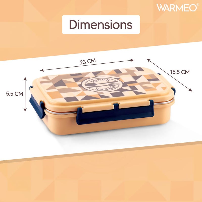 WARMEO صندوق غداء معزول للبرانش مع قسمين خالي من BPA، مناسب للمدرسة، النزهات، المكتب والأنشطة الخارجية - 600 مل بيج، فولاذ مقاوم للصدأ - Image 4