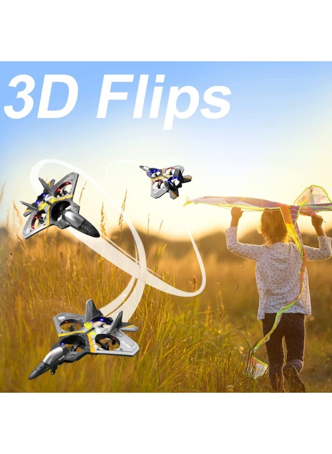 هاهاهاي طائرة V17 Jet Fighter RC - جاهزة للطيران! طائرة بدون طيار مثيرة مضادة للتصادم مع استشعار الجاذبية ، لفة 360 درجة ، مصابيح LED باردة - 2 بطاريات متضمنة للأطفال والمراهقين والكبار  - Image 5