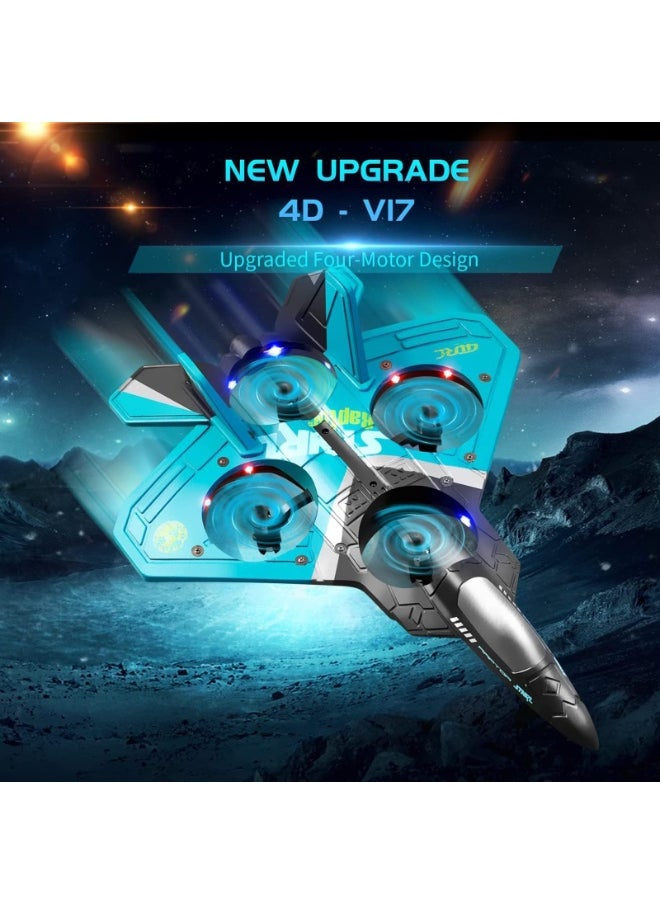 هاهاهاي طائرة V17 Jet Fighter RC - جاهزة للطيران! طائرة بدون طيار مثيرة مضادة للتصادم مع استشعار الجاذبية ، لفة 360 درجة ، مصابيح LED باردة - 2 بطاريات متضمنة للأطفال والمراهقين والكبار  - Image 2