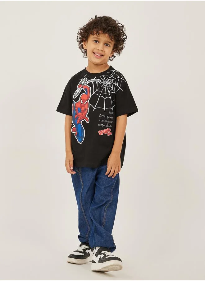 ستايلي Spider Man Printed Short Sleeve Oversized T-Shirt