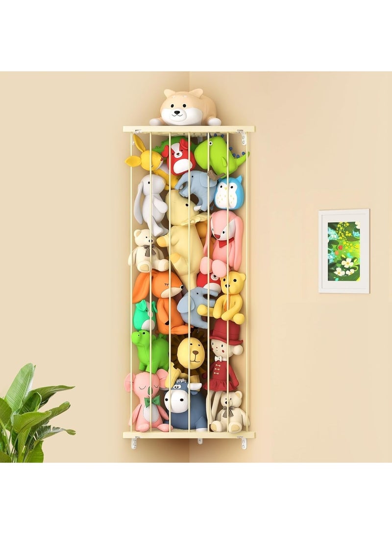 Befayoo Stuffed Animal Storage Shelf Organizer(Patented) - Corner Stuffed Animal Holder Length Adjustable - Wall Plush Storage for Nursery Playroom Bedroom Kids Room (Beige, Standard) - Image 2