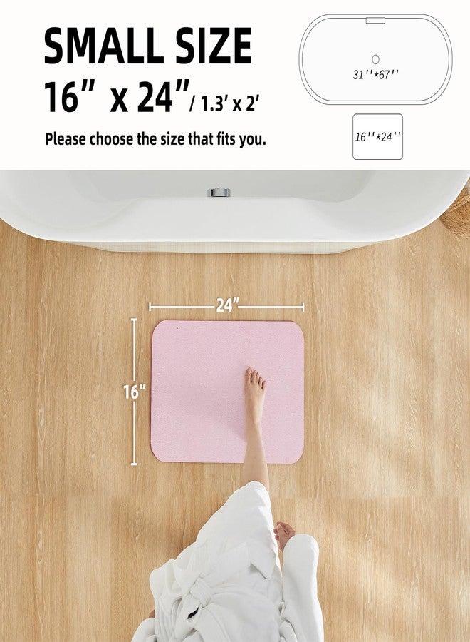 TYUU Pink Bath Mat, Bathroom Rugs Non Slip Washable Thin Absorbent Quick Dry Bath Mat Fits Under Door Bathroom Floor Mat Perfect for Bath, Shower, or Sink 16"x24" Pink - Image 2
