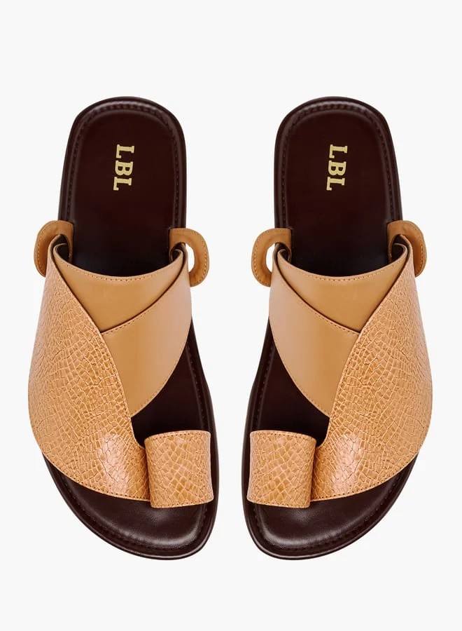 LBL by Shoexpress Men's Textured Slip-On Arabic Sandals with Toe Loop Detail